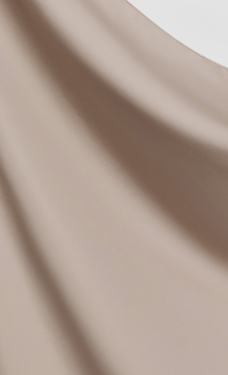 Matte Satin Silk Square Scarf with nanotechnology in Tea Biscuit image 2