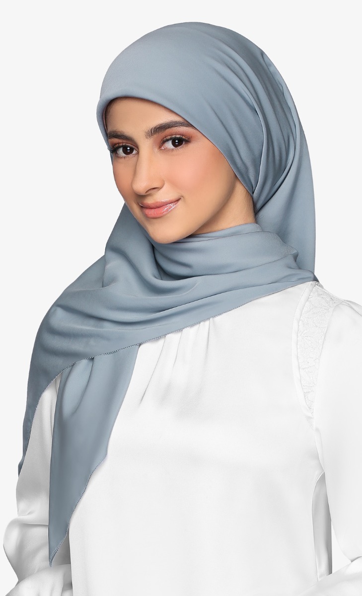 Matte Satin Silk Square Scarf with nanotechnology in Smoky