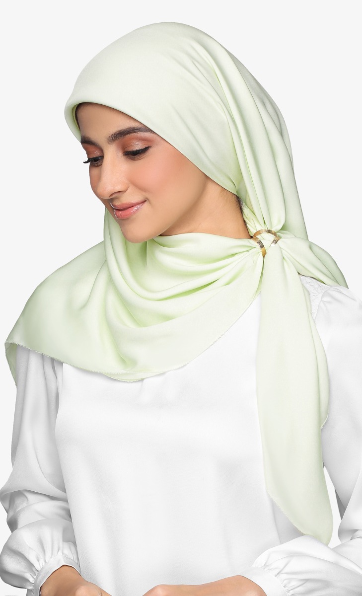 Matte Satin Silk Square Scarf with nanotechnology in Chowder