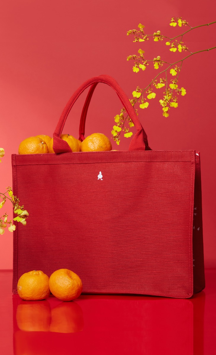 The dUCk Shopping Bag with pocket - Red