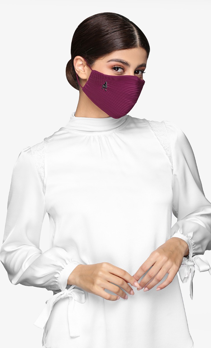 Pleats Face Mask (Ear-loop) in Tickled Pink