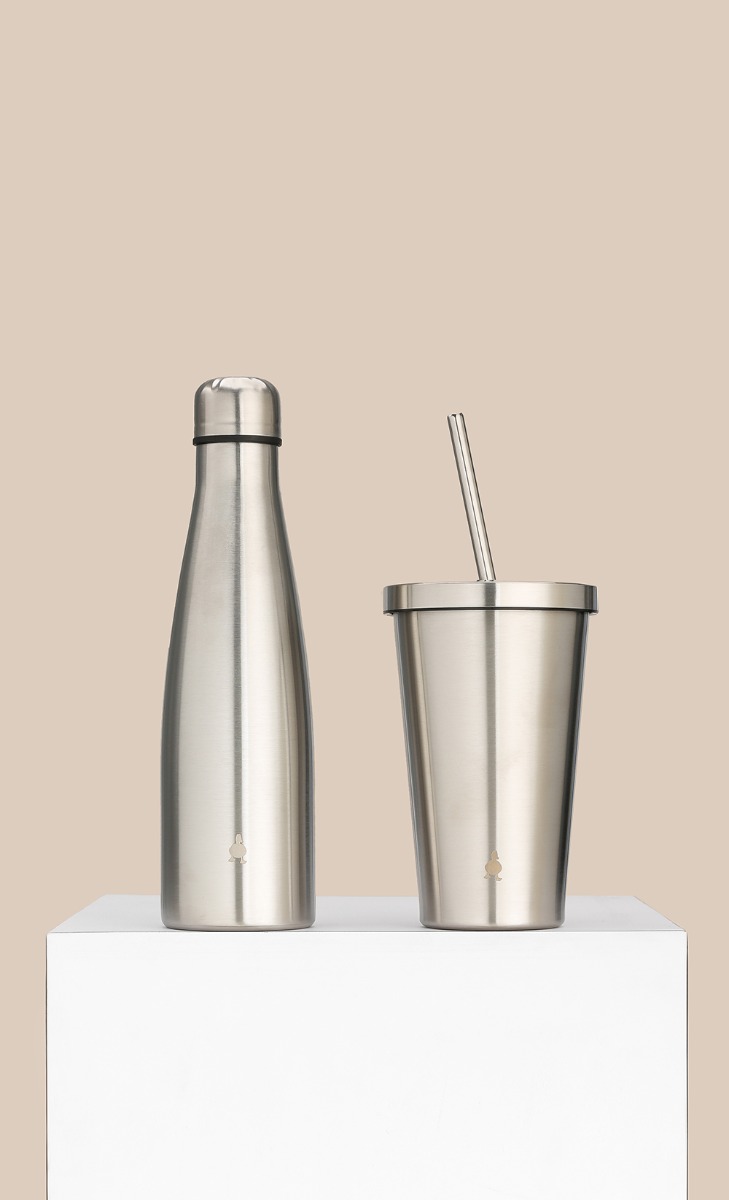 Stainless Steel Drinkware Set - Silver