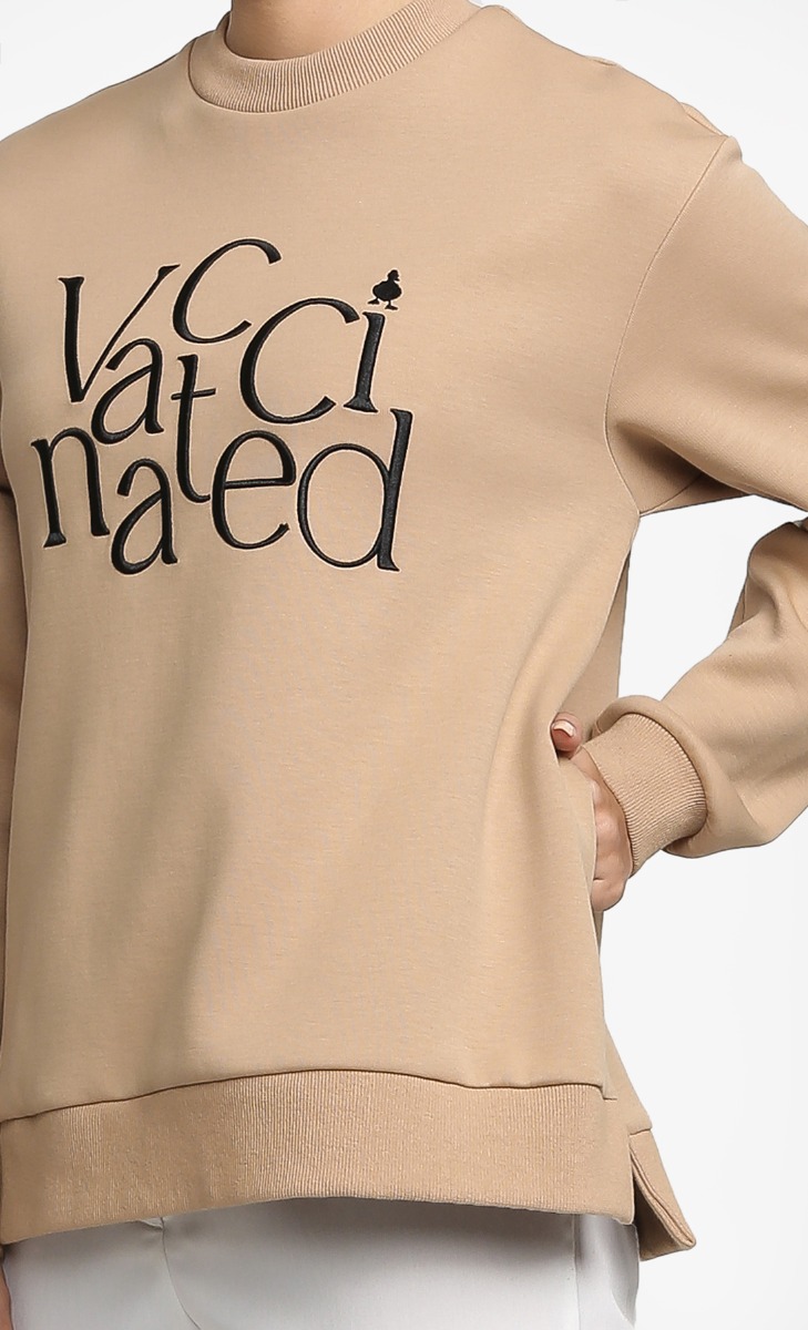 The Vaccinated dUCk Jumper in Beige image 2