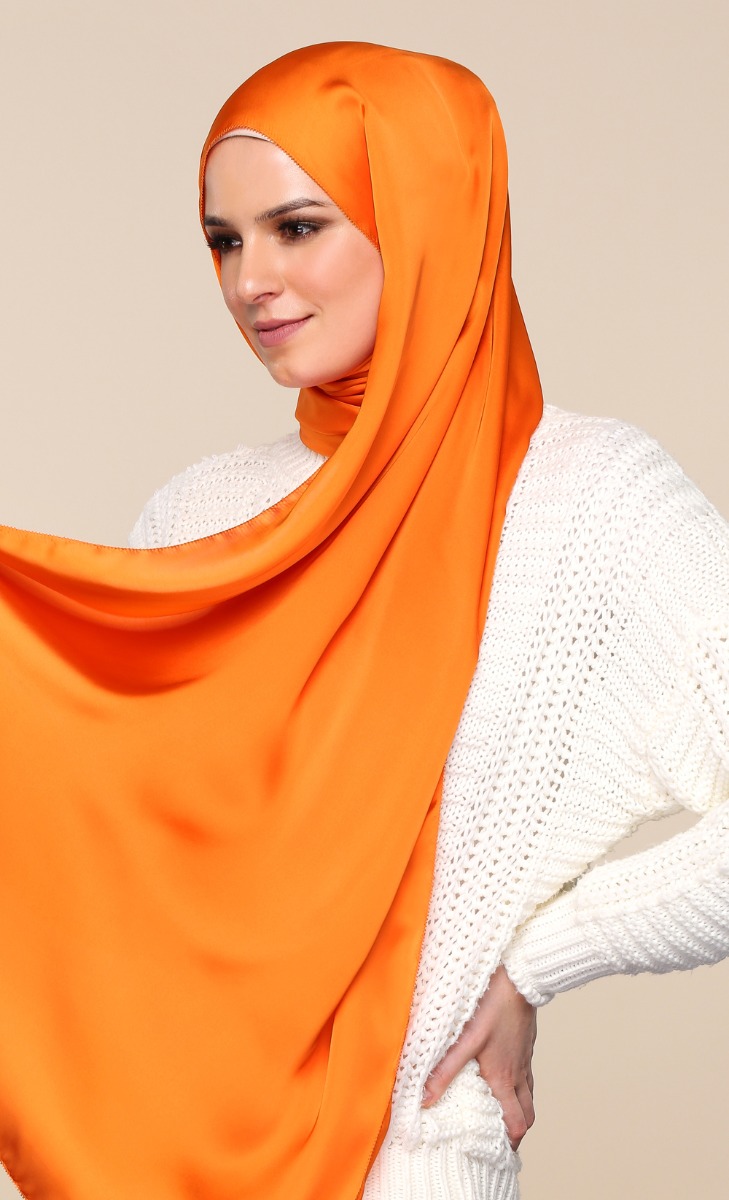 Satin Silk Scarf in Mandarin