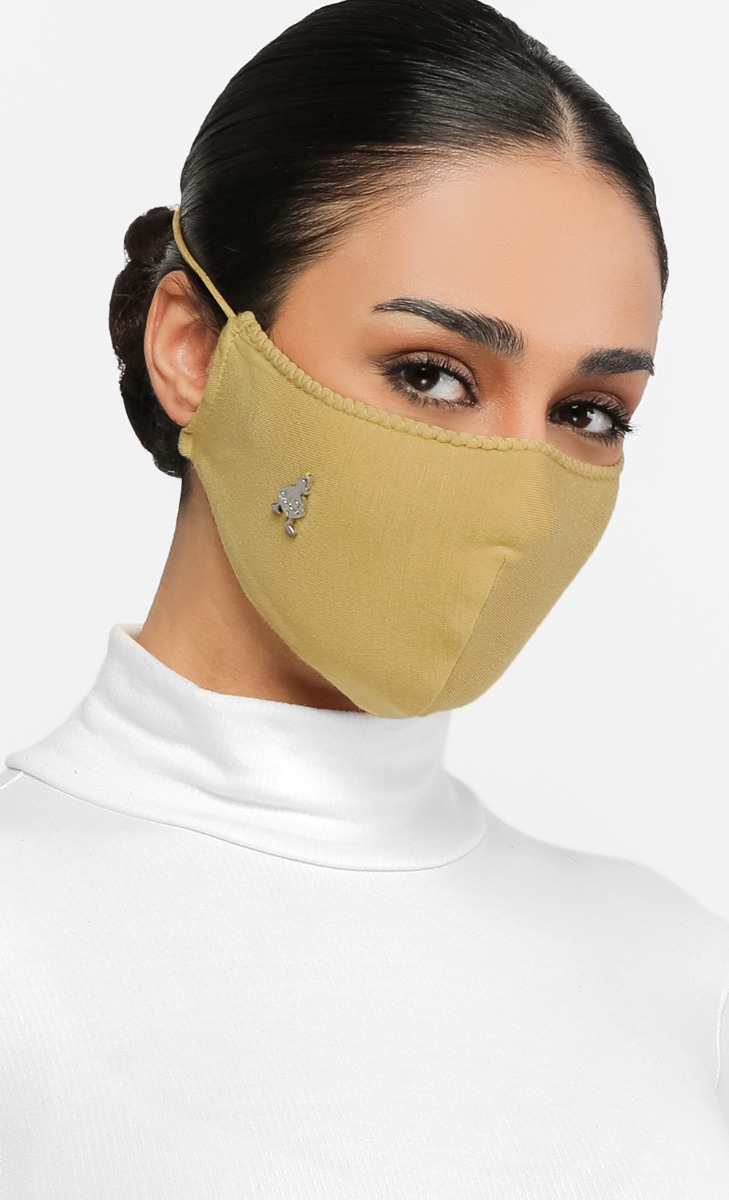 Jersey Face Mask (Head-loop) in Butter image 2