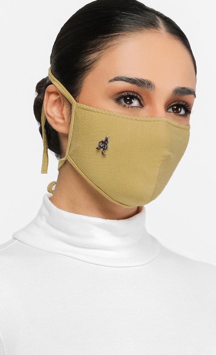 Jersey Face Mask (Tie-back) in Butter image 2