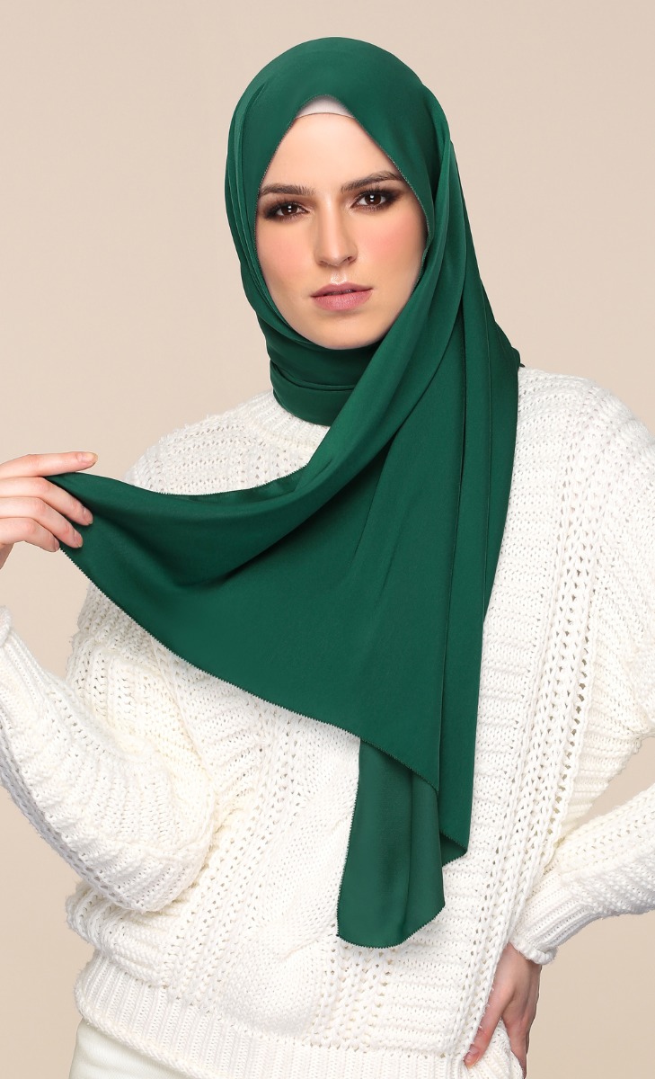 Matte Satin Silk Shawl in Green Potion