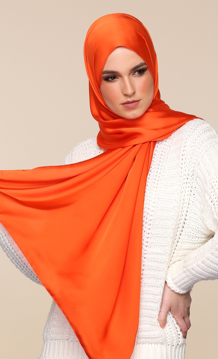 Satin Silk Scarf in Citrus