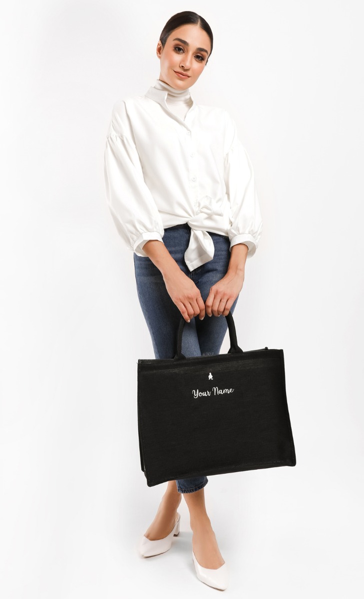 The dUCk Shopping Bag with pocket - Classic Black (Personalise It) image 2