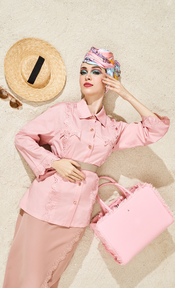 Barbie x dUCk Lace Collar Shirt in Pink