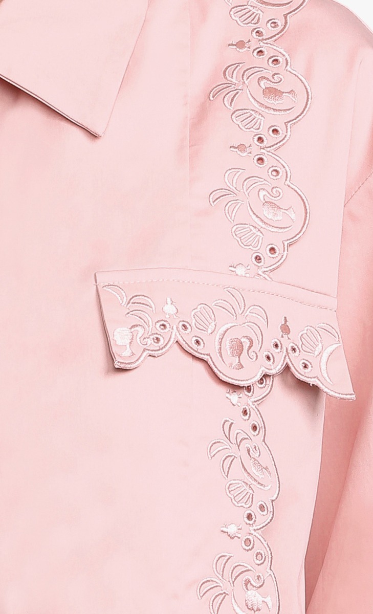 Barbie x dUCk Lace Collar Shirt in Pink image 2