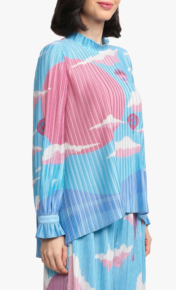 Barbie x dUCk Pleated Top in Malibu Dream