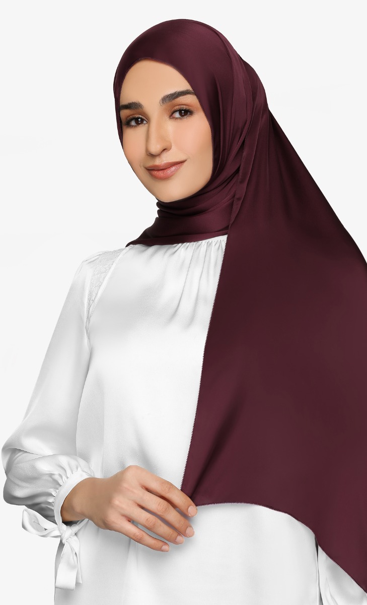 Satin Silk Shawl with nanotechnology in Berry Fine