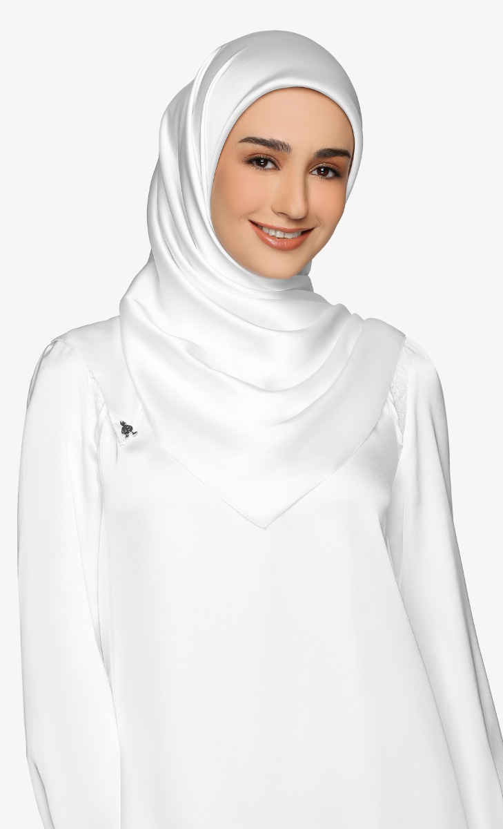 Satin Silk Square Scarf with nanotechnology in Vanilla Sundae