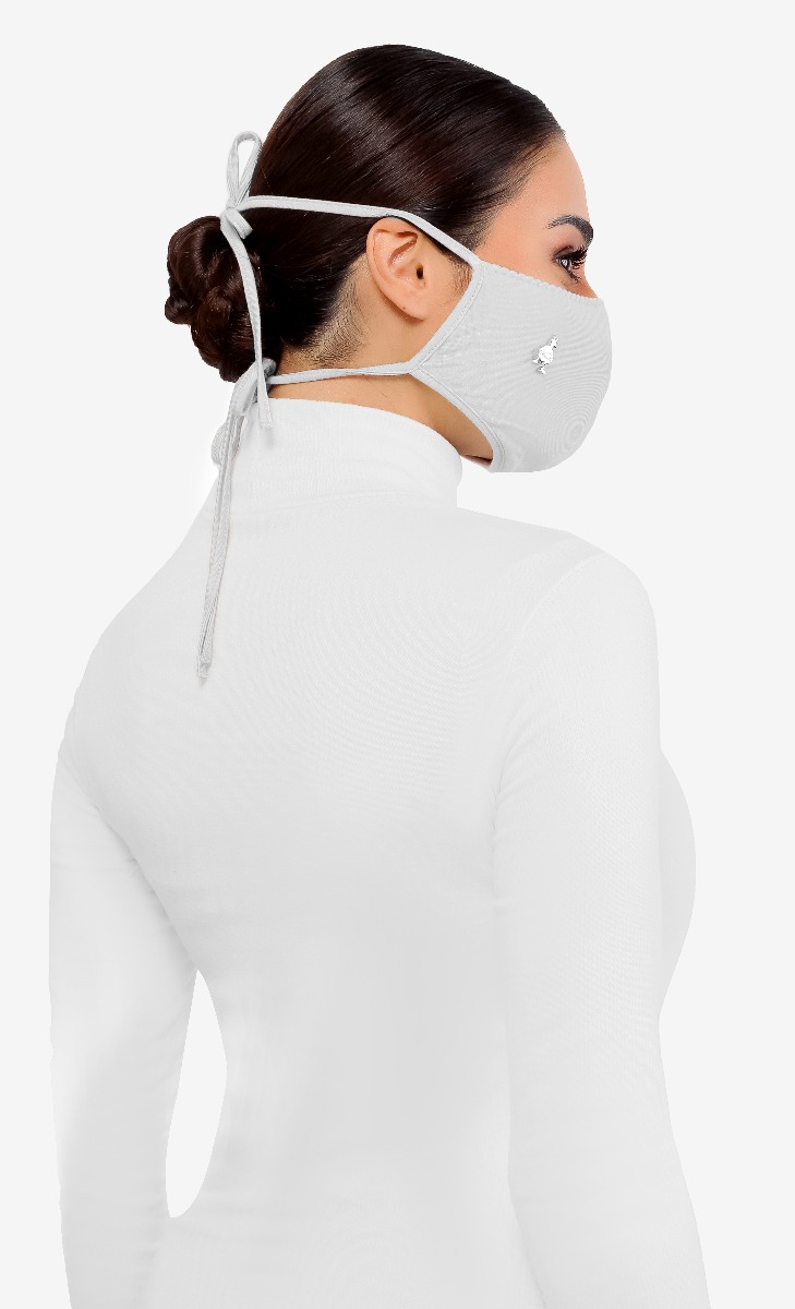Jersey Face Mask (Tie-back) in White Forest image 2