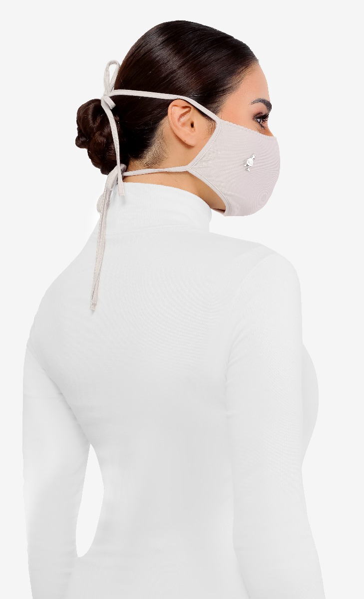 Jersey Face Mask (Tie-back) in Fair Grey image 2