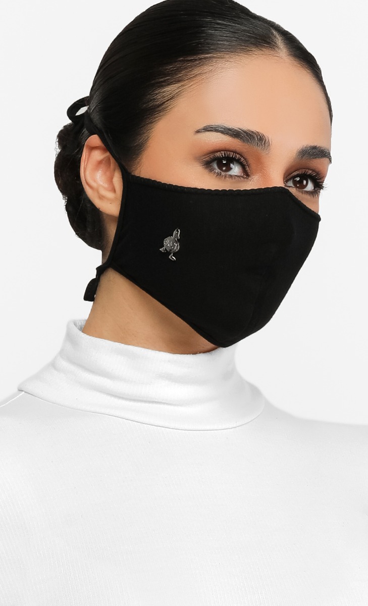 Jersey Face Mask (Tie-back) in Playblack image 2