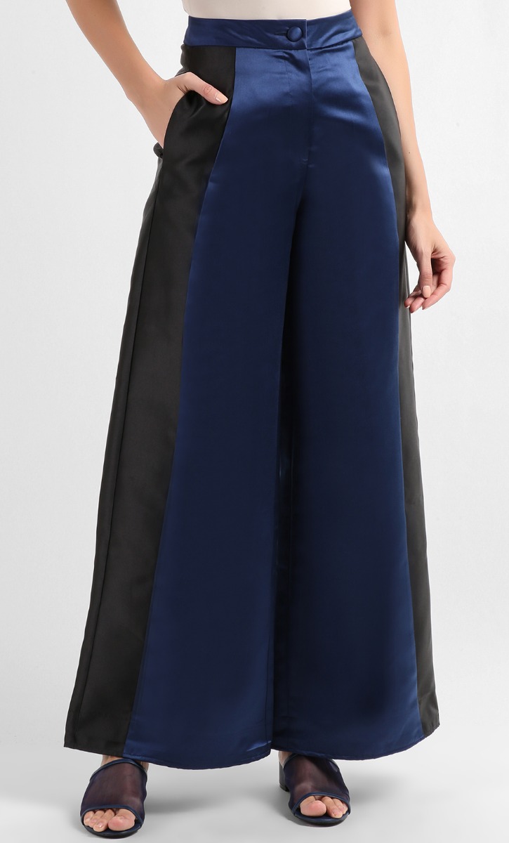 Louise Panelled Trousers in Navy Blue image 2