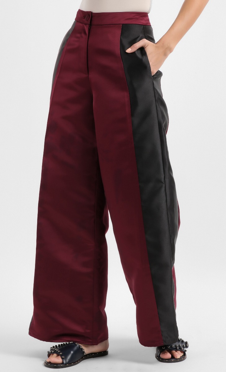 Louise Panelled Trousers in Wine Red image 2