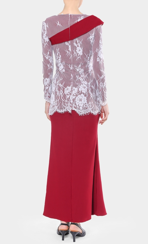 Alisya Kurung Set in Wine image 2