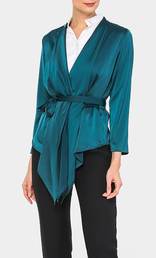 Medina Kimono Wrap Top in Forest Green