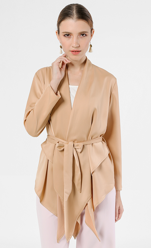 Medina Kimono Wrap Top in Almond Nude