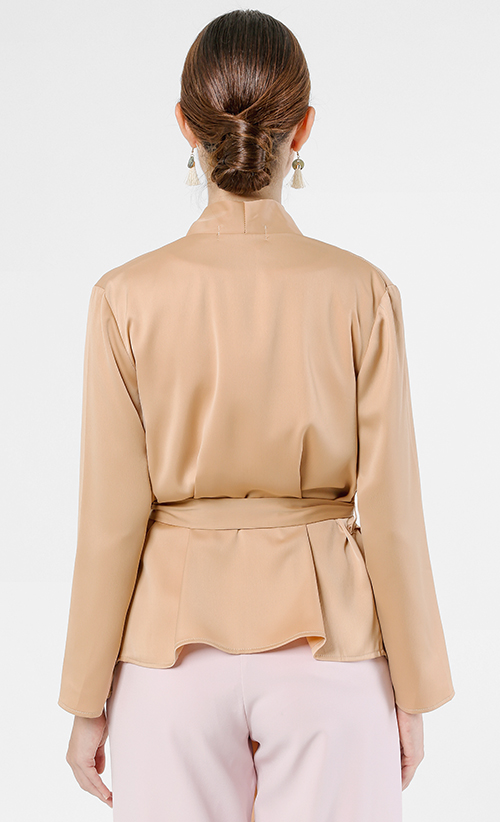 Medina Kimono Wrap Top in Almond Nude image 2