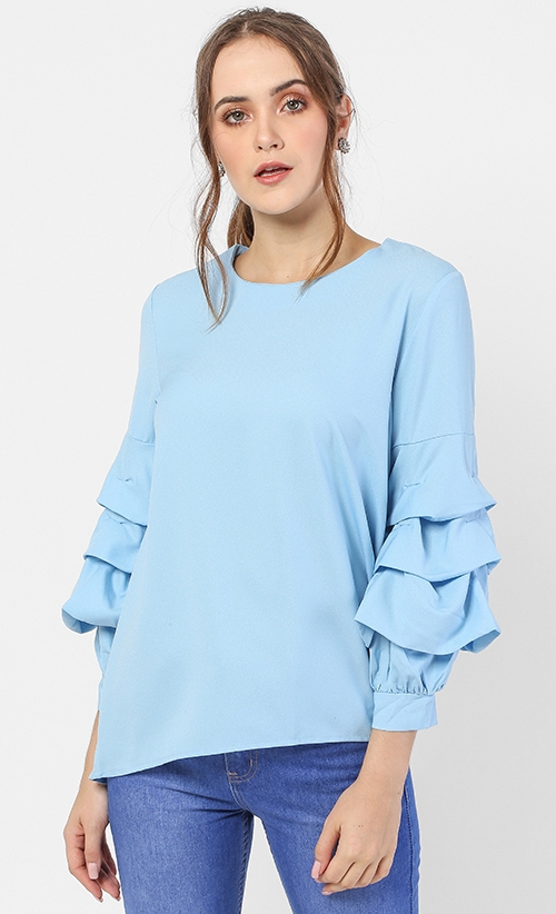 Dotti Blouse in Dusty Blue