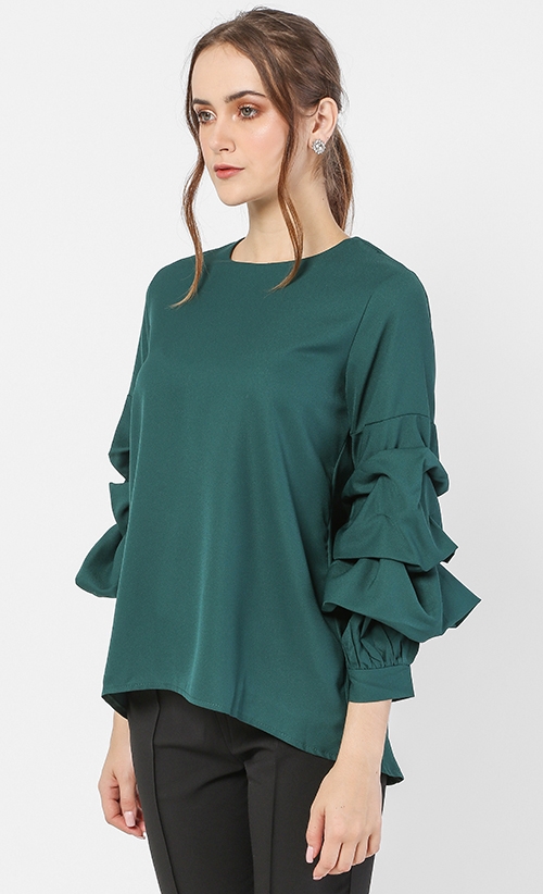 Dotti Blouse in Forest Green image 2