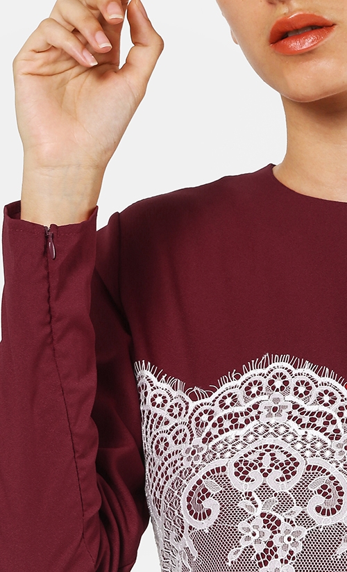 Cempaka Kurung Set in Wine image 2