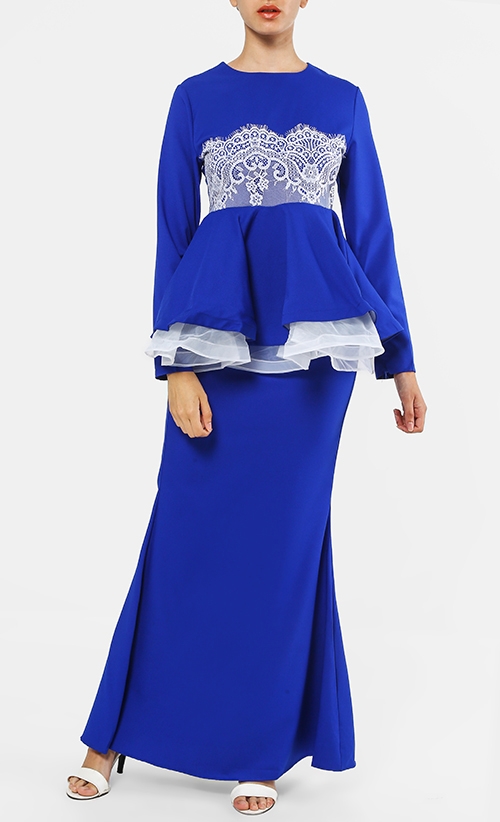Cempaka Kurung Set in Electric Blue
