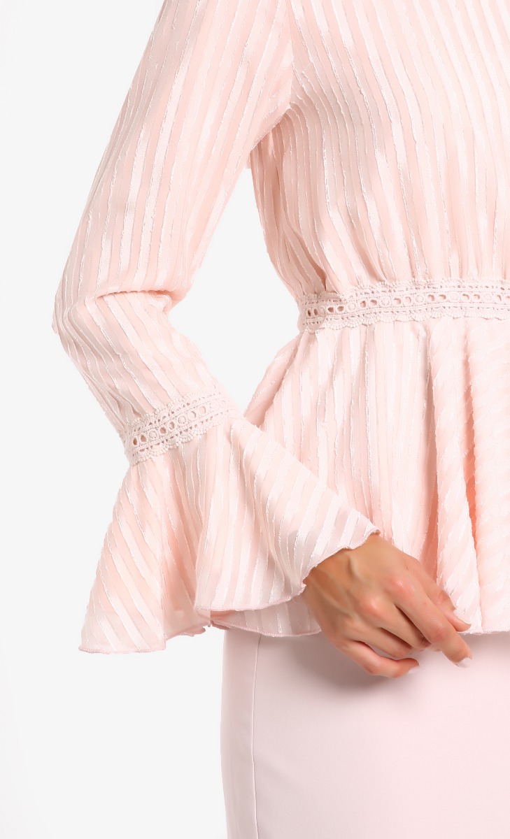 Hayleen Peplum Top In Baby Pink image 2