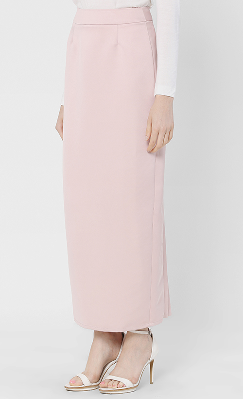 Rufina Straight Cut Skirt in Dusty Pink | FashionValet