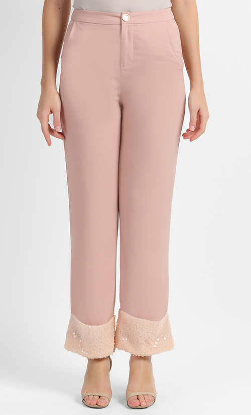 ENLI Sequins Pants in Blush Pink image 2