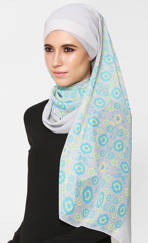 Rhea Printed Shawl in Grey FashionValet