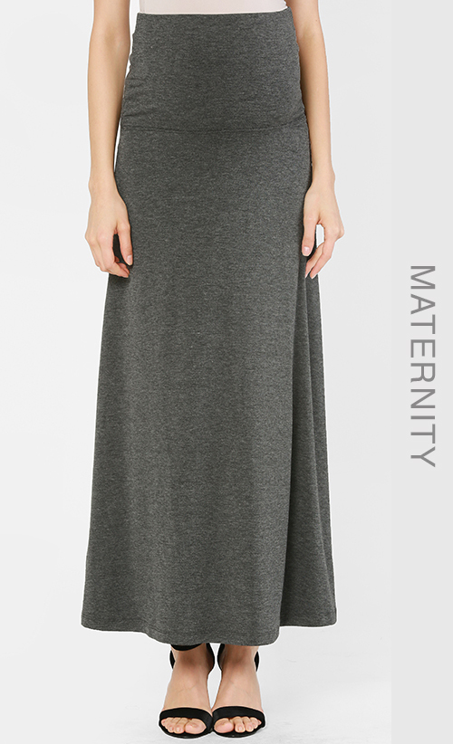 Roll Panel Long Skirt in Grey