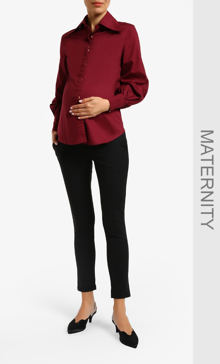 Maternity Demi Panel Slim Fit Pants in Black