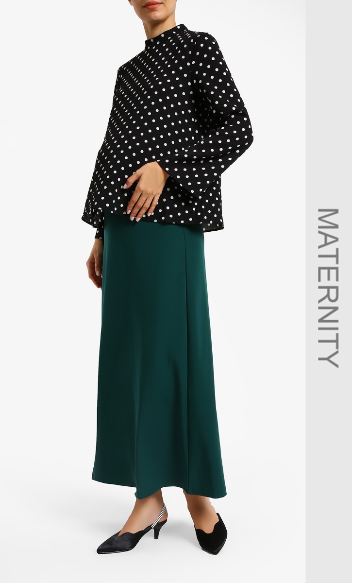 Full Panel Maternity Maxi Skirt in Green