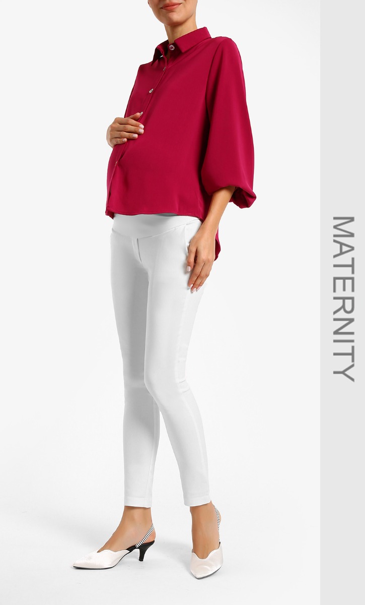 Maternity Full Panel Skinny Pants 2.0 in Off White