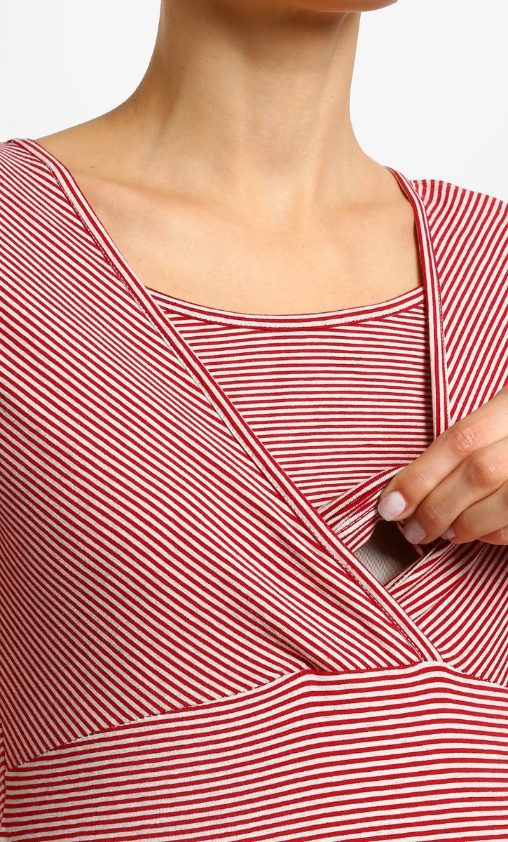 Long Sleeve Nursing Top in Dark Red image 2