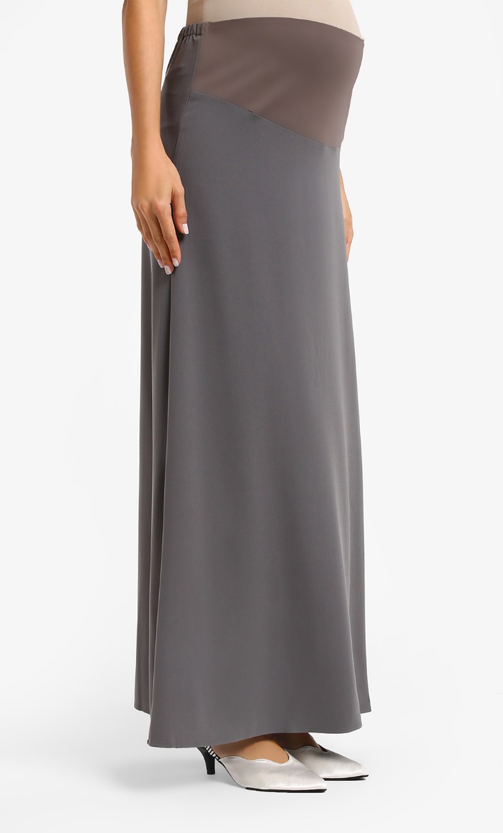 Full Panel Maternity Maxi Skirt in Grey image 2