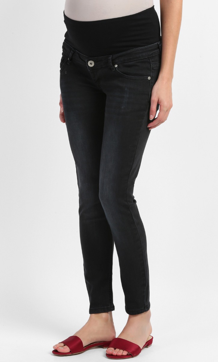 Maternity Full Panel Skinny Jeans in Black image 2