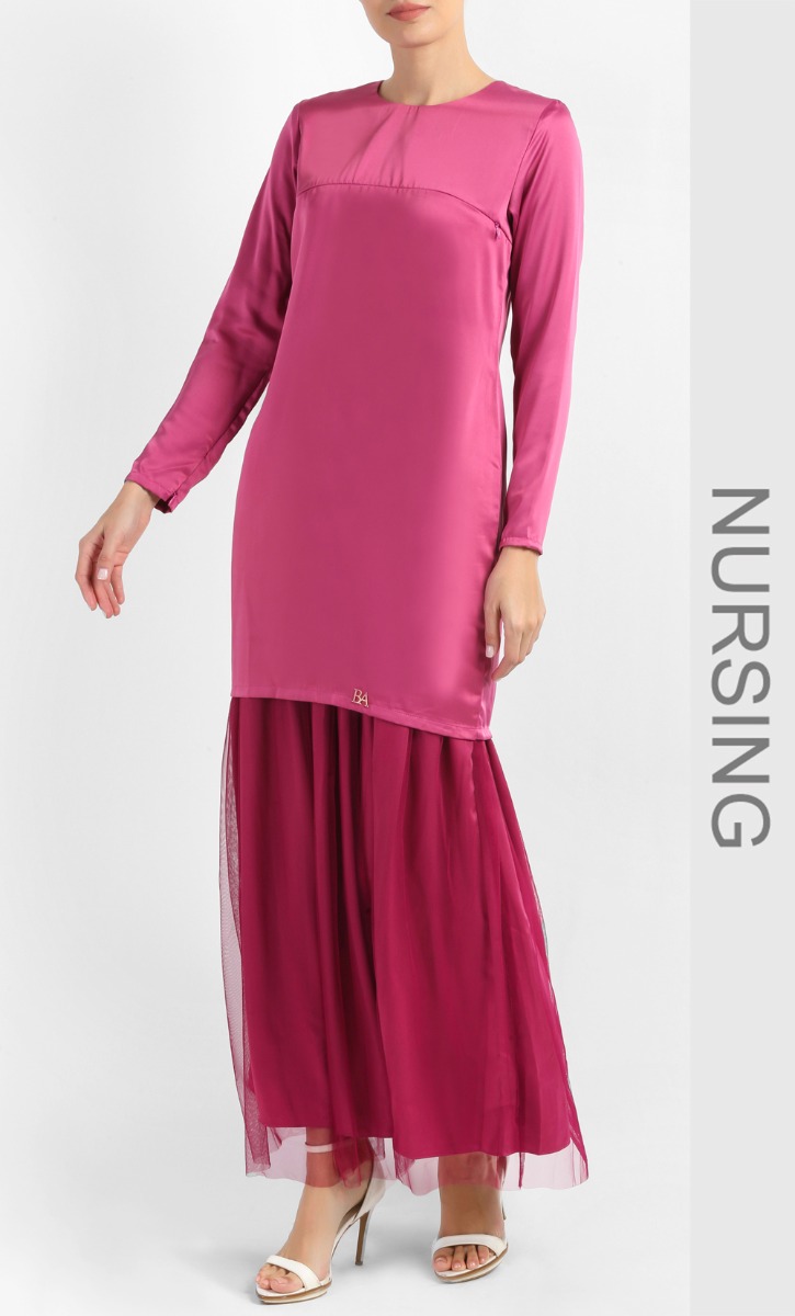 Stilla Kurung Set in Pink Guava