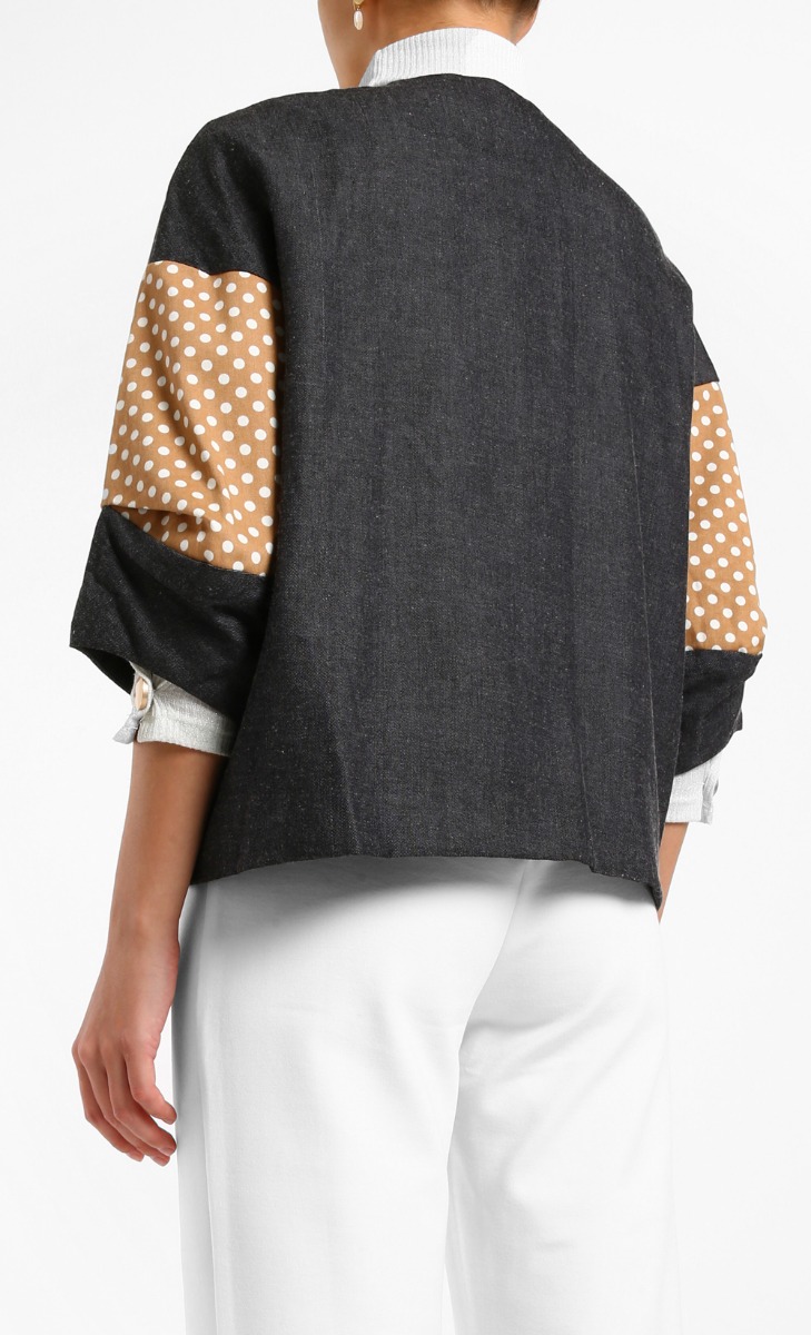 Batik Jacket Top in Green and Purple image 2