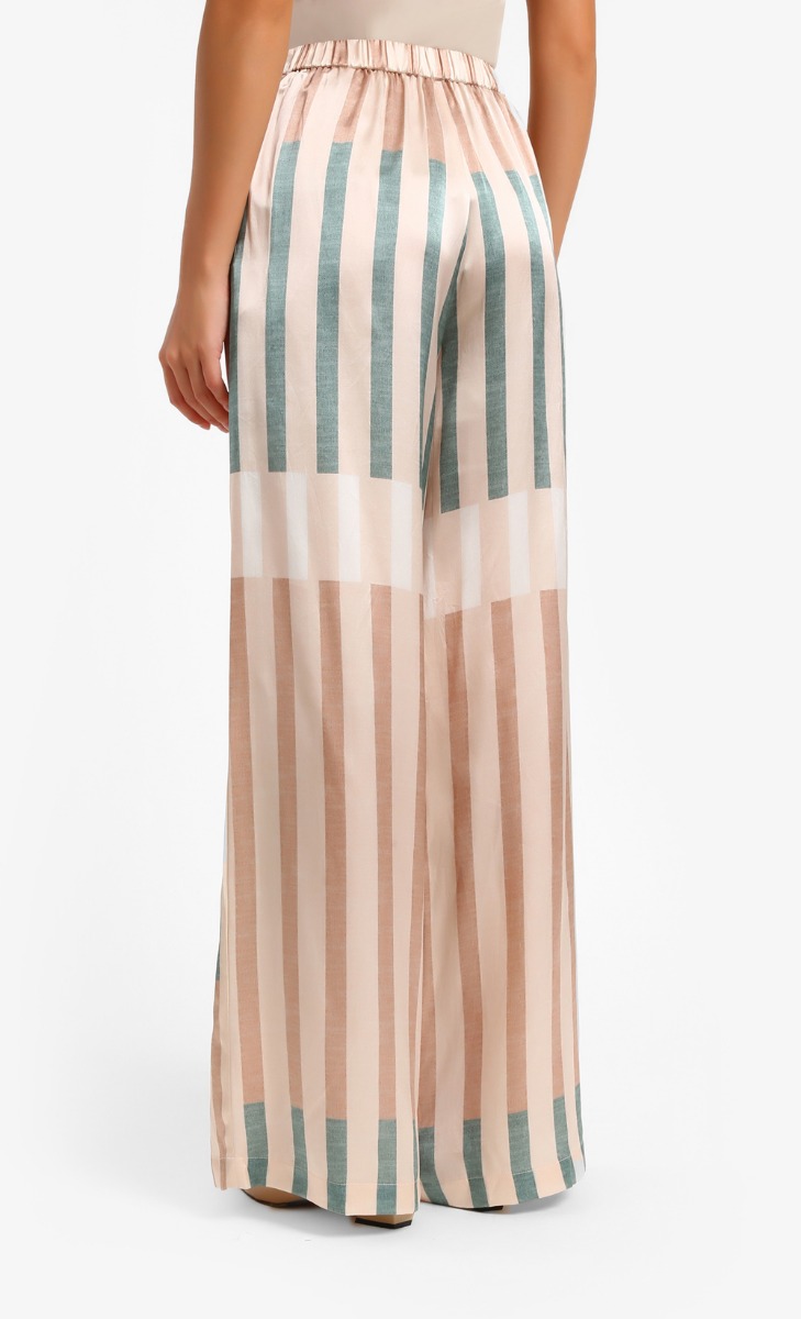  Print Stripes Satin Pants In Pink image 2