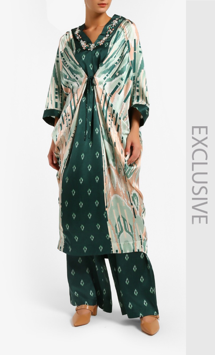 Print Truntum Star Palazzo Pants In Green