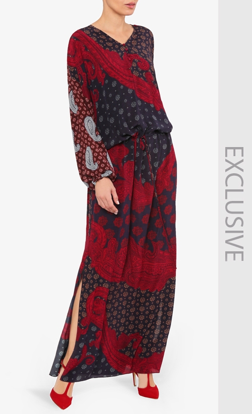 Crepe Print Kaftan in Red I