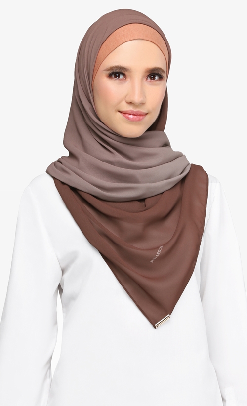 Ombre Claudia 2-In 1-Instant Scarf in Tan-Gray image 2