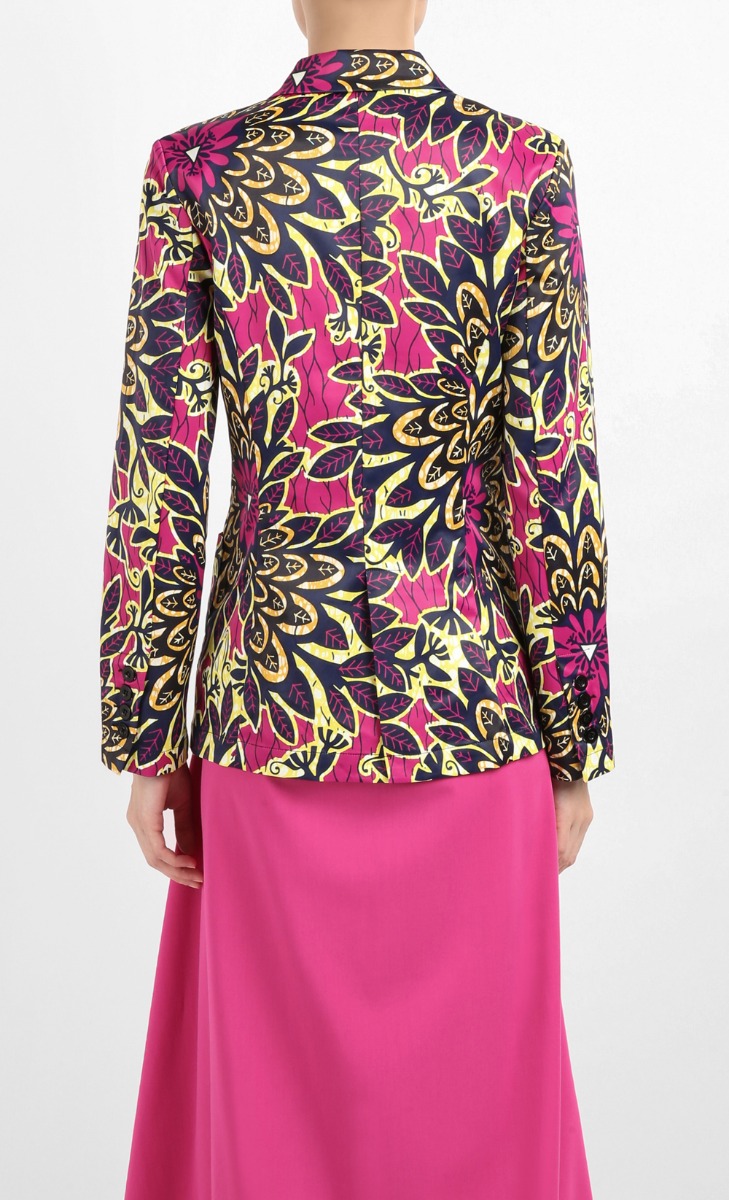 African Printed Blazer	in Fuchsia Print image 2