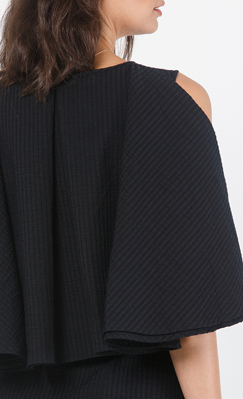 Thavia Elle Cape Dress in Black image 2